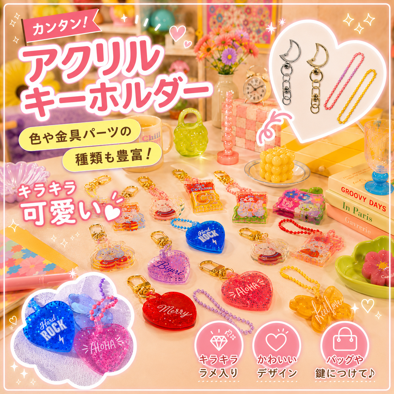 グリッターアクリルキーホルダー1